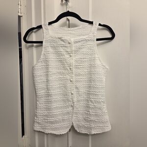 White Textured Sleeveless Top